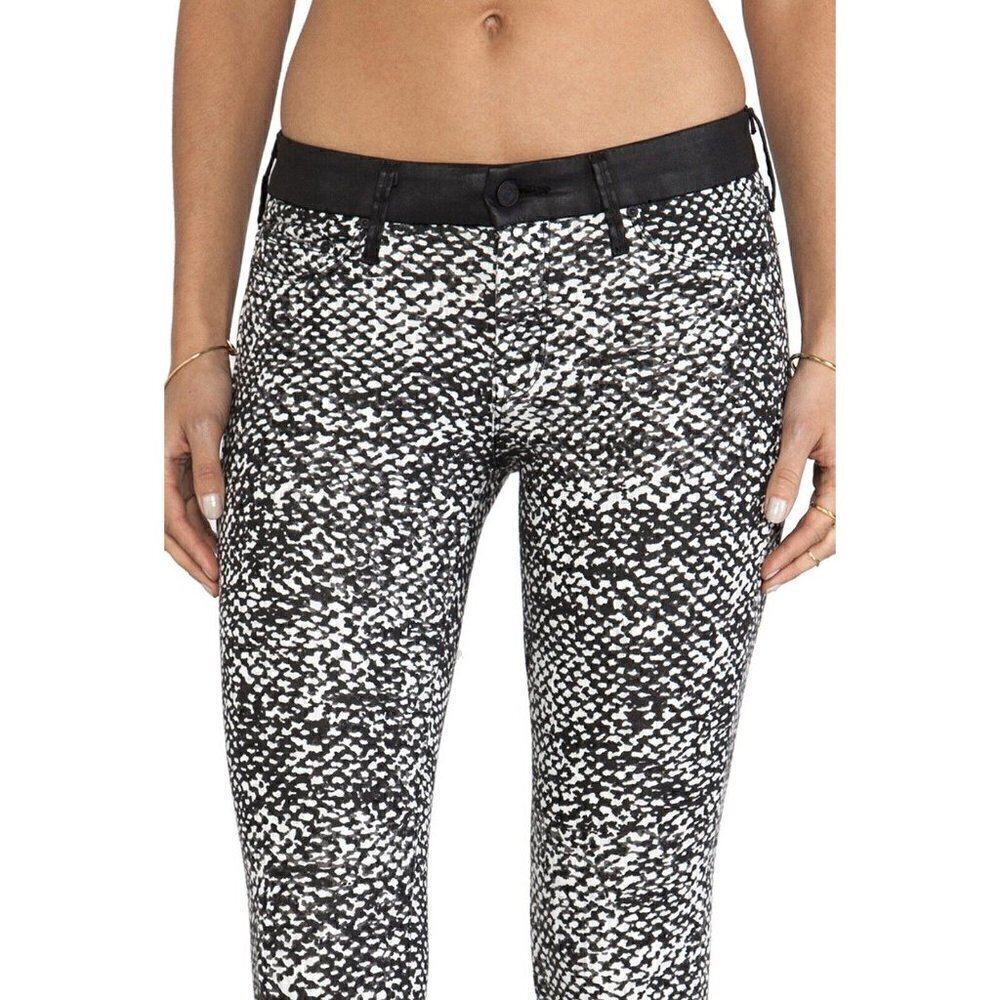 Mother THE LOOKER Reptile Print Black Skinny Faux Leather Jegging Pant Sz 27